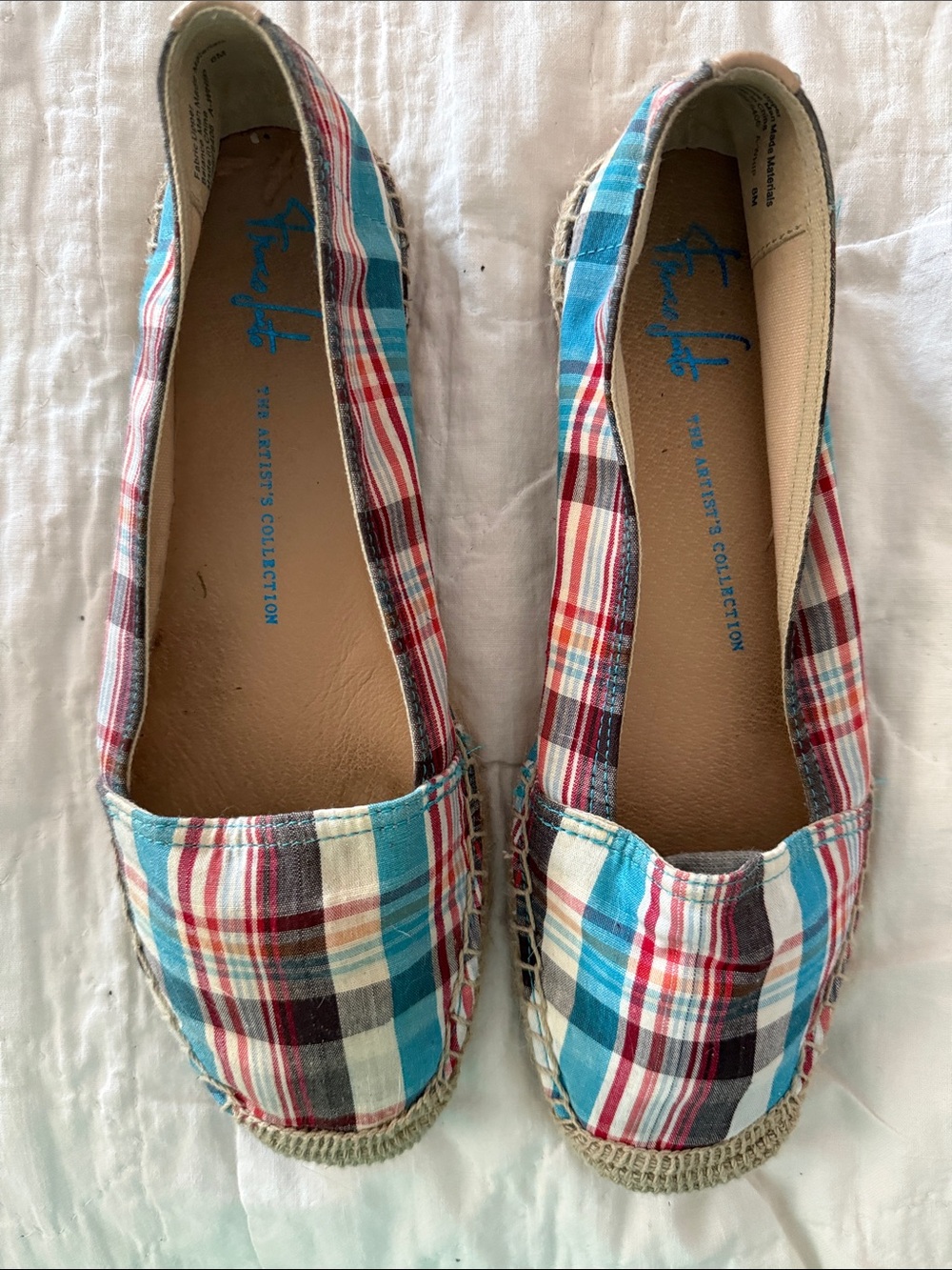 Franco Sarto Plaid Espadrilles in Blue, Red, White & Brown